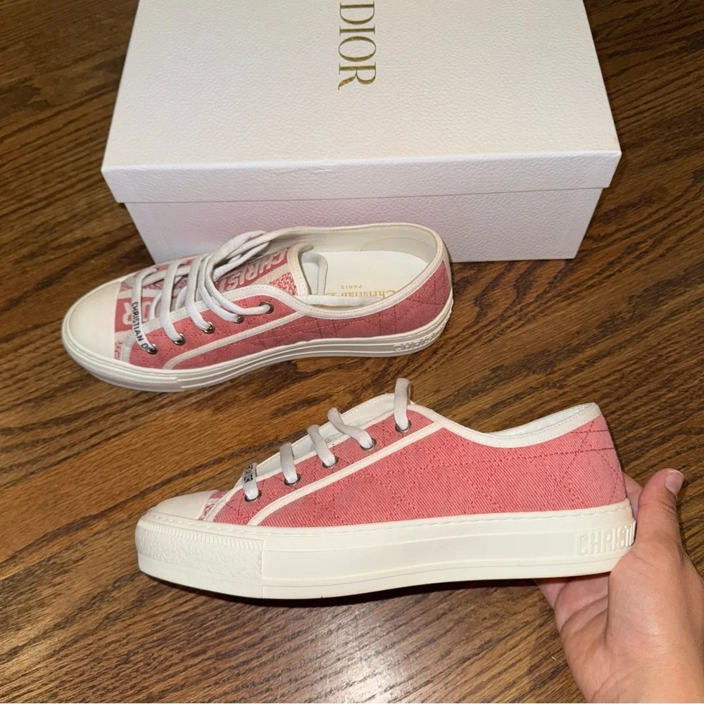 Size 9.5 Christian Dior Walk'n'Dior Canvas Sneakers Pink - Picture 4 of 14